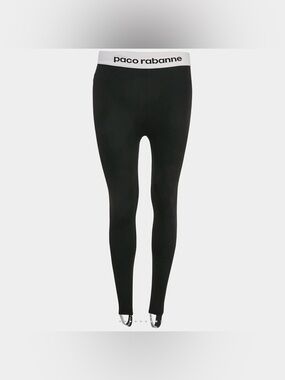 Paco Rabanne Black Logo Print Band Stir-Up Leggings S